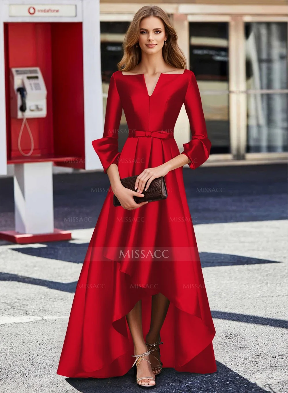WNEEDU Maxi Abito Donna Con Maniche 3/4, Ampio, Con Tasche, In Jersey Elasticizzato, Lunghezza Al Pavimento, Taglia Unica? - 4