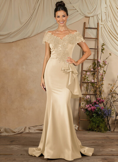 Trumpet/Mermaid Lace/Silk Like Satin Mother Of The Bride Dresses With Ruffle