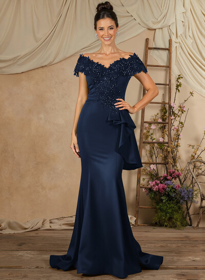 Trumpet/Mermaid Lace/Silk Like Satin Mother Of The Bride Dresses With Ruffle