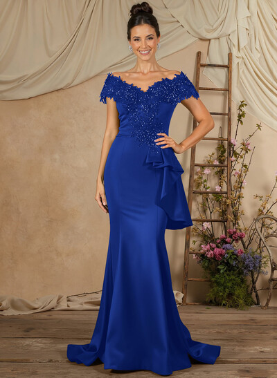 Trumpet/Mermaid Lace/Silk Like Satin Mother Of The Bride Dresses With Ruffle