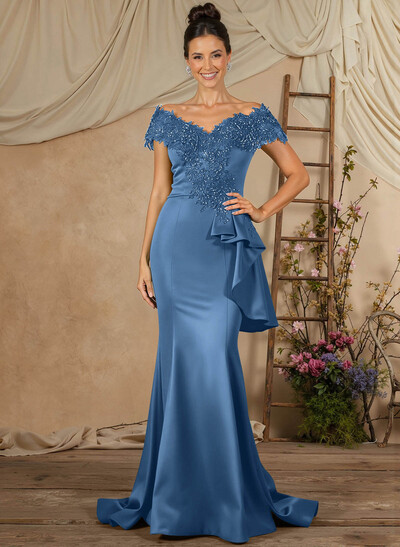 Trumpet/Mermaid Lace/Silk Like Satin Mother Of The Bride Dresses With Ruffle