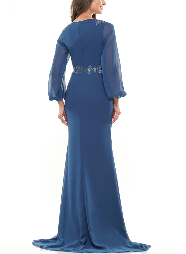 Trumpet/Mermaid V-Neck Long Sleeves Chiffon Mother Of The Bride Dresses