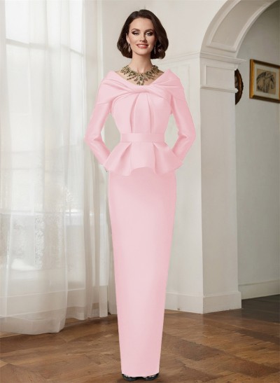 Sheath/Column V-Neck Long Sleeves Satin Mother Of The Bride Dresses