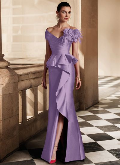 Trumpet/Mermaid Satin Mother Of The Bride Dresses With Flower(s)