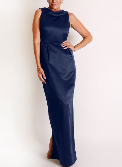 Sheath/Column Scoop Neck Satin Mother Of The Bride Dresses With Bow(s)