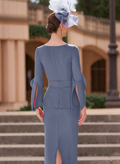 Sheath/Column Scoop Neck Elastic Satin Mother Of The Bride Dresses