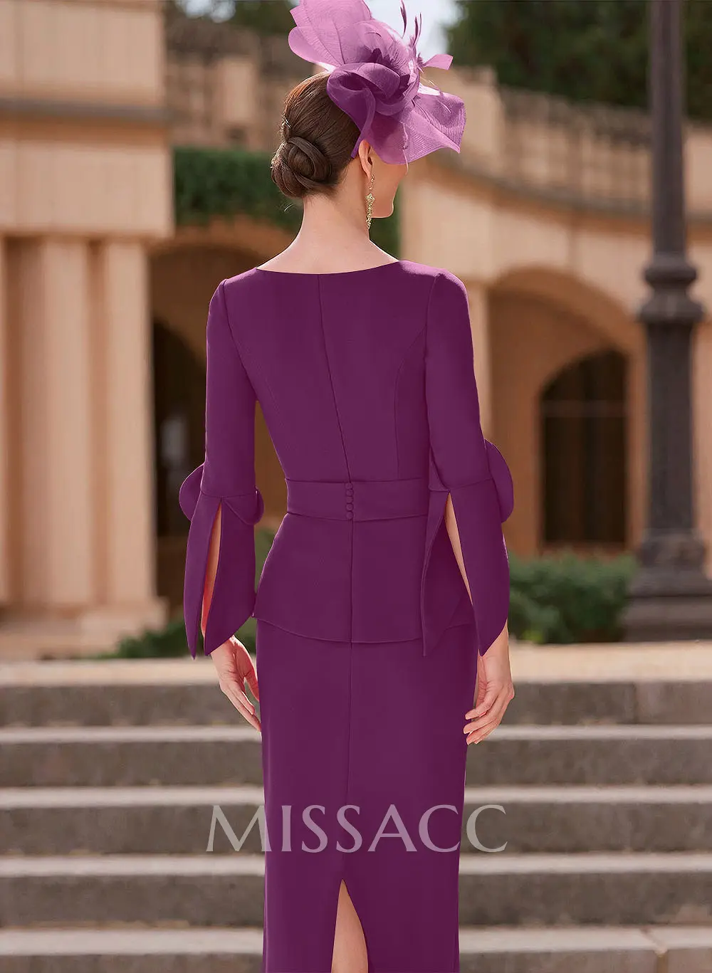 Sheath/Column Scoop Neck Elastic Satin Mother Of The Bride Dresses