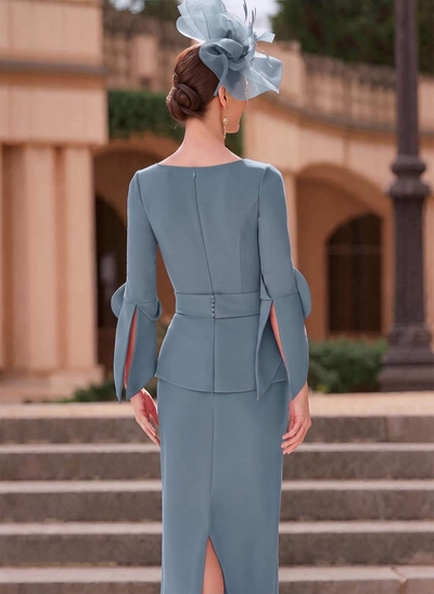 Sheath/Column Scoop Neck Elastic Satin Mother Of The Bride Dresses