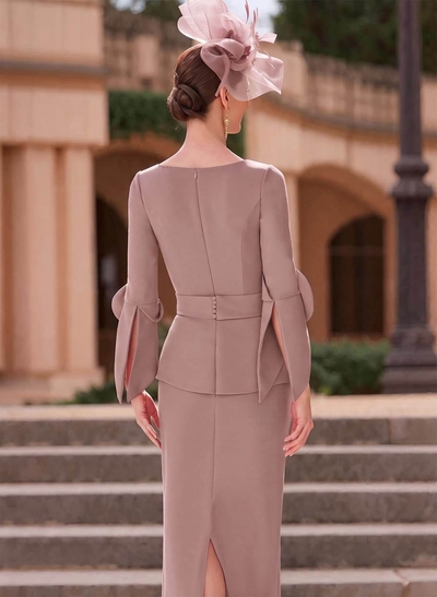Sheath/Column Scoop Neck Elastic Satin Mother Of The Bride Dresses