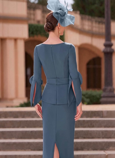 Sheath/Column Scoop Neck Elastic Satin Mother Of The Bride Dresses