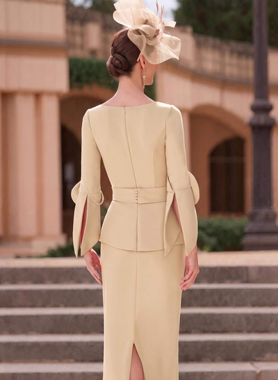 Sheath/Column Scoop Neck Elastic Satin Mother Of The Bride Dresses