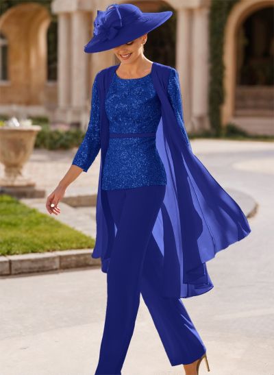 Jumpsuit/Pantsuit Scoop Neck Sequined Mother Of The Bride Dresses