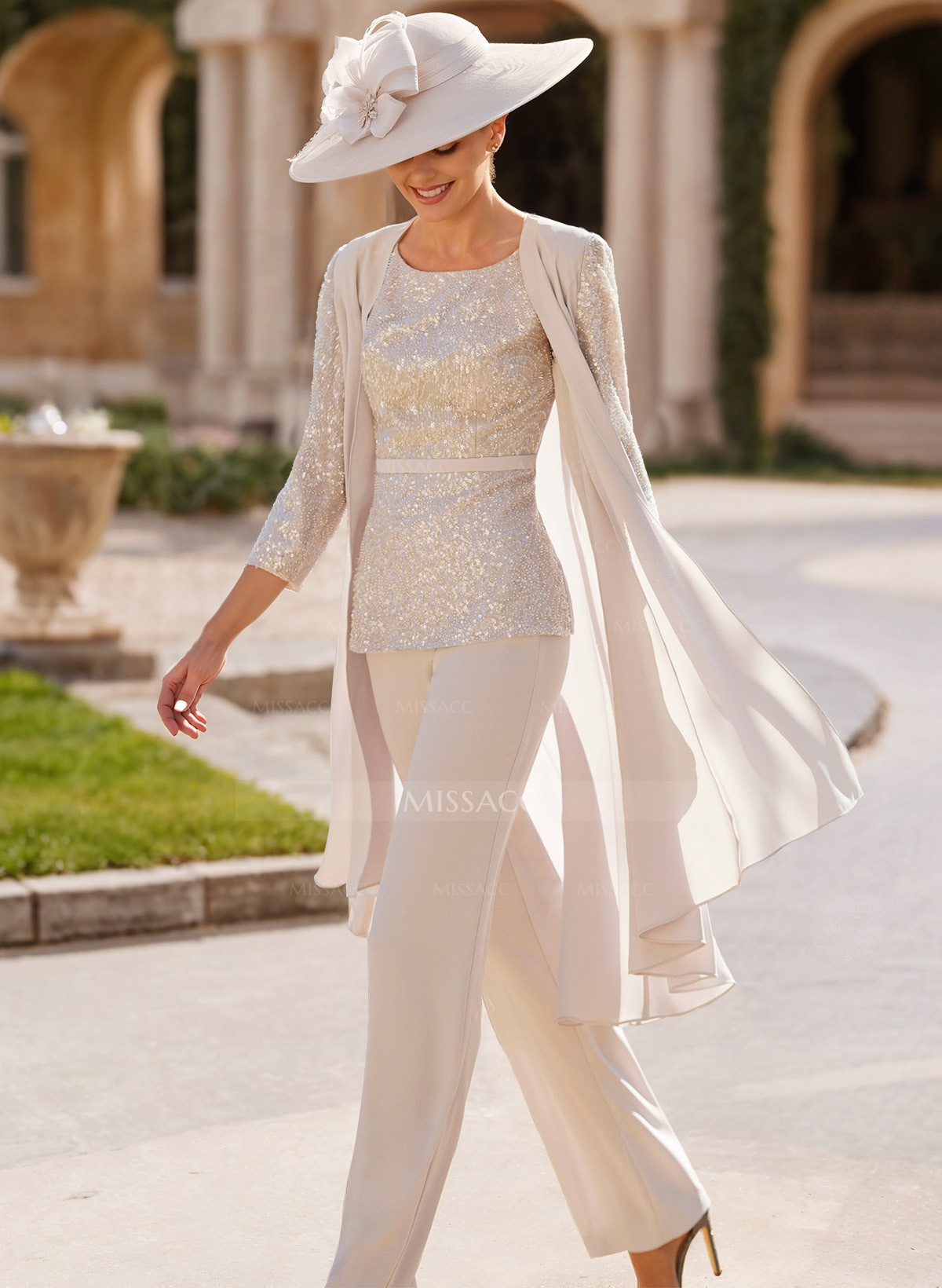 Jumpsuit/Pantsuit Scoop Neck Sequined Mother Of The Bride Dresses