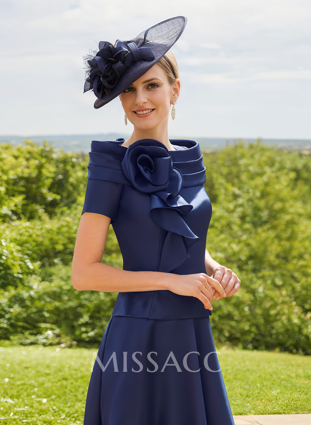 A-Line Short Sleeves Chiffon Mother Of The Bride Dresses With Flower(s) A-Line Short Sleeves Chiffon Mother Of The Bride Dresses With Flower(s)
