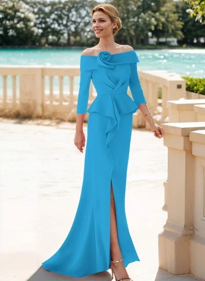 Flattering Ruffle Off-The-Shoulder Elastic Satin Mother Of The