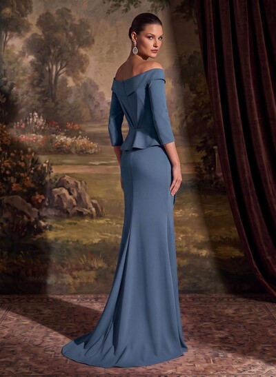 Flattering Ruffle Off-The-Shoulder Elastic Satin Mother Of The Bride Dresses With 3D Floral