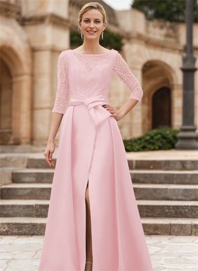 Lace A-Line Scoop Neck Satin Mother Of The Bride Dresses
