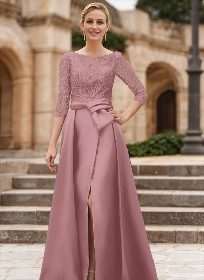 Lace A-Line Scoop Neck Satin Mother Of The Bride Dresses