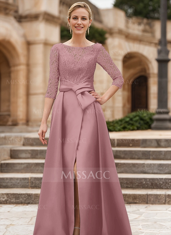 Lace A-Line Scoop Neck Satin Mother Of The Bride Dresses