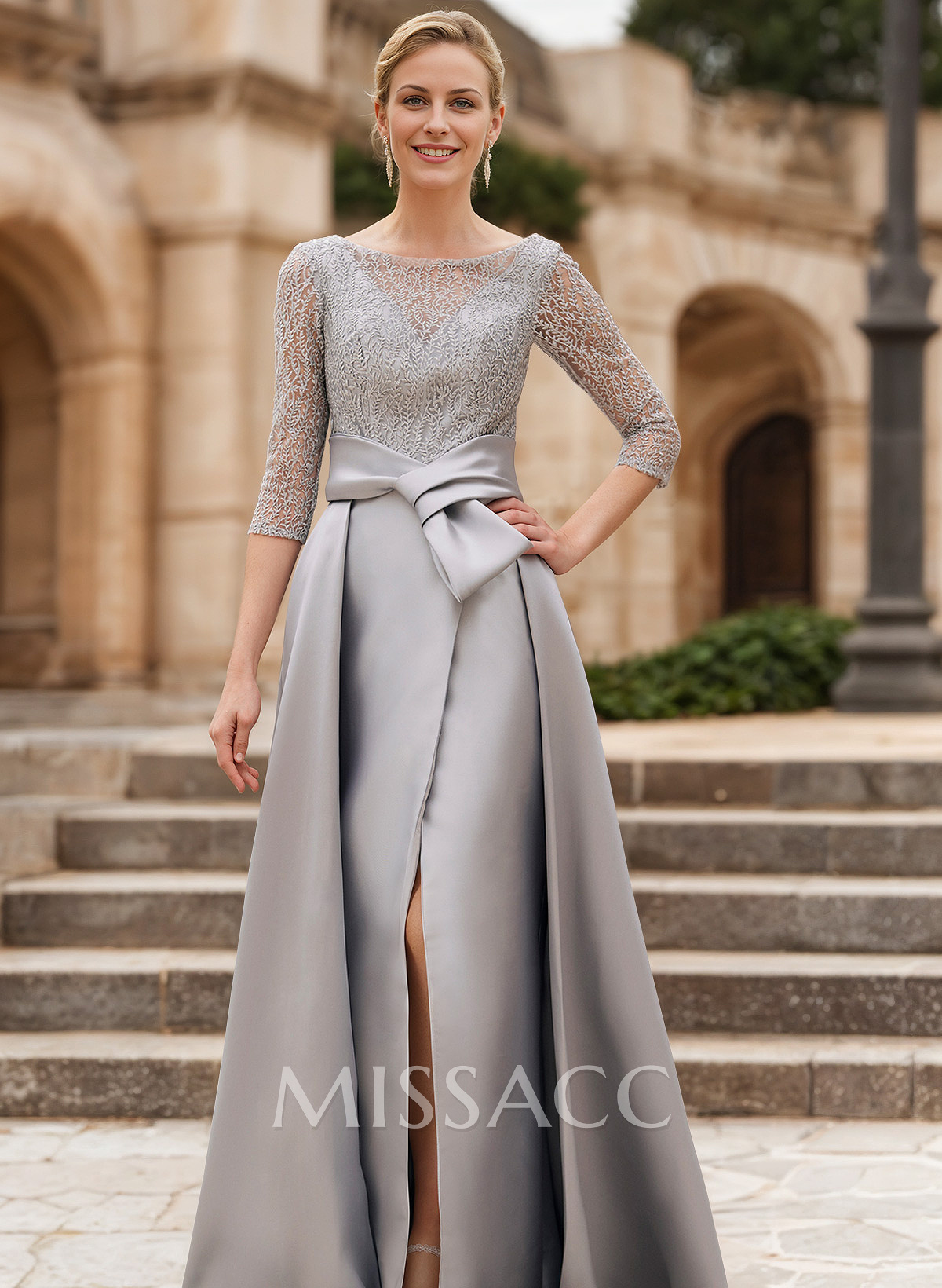 Lace A-Line Scoop Neck Satin Mother Of The Bride Dresses Lace A-Line Scoop Neck Satin Mother Of The Bride Dresses