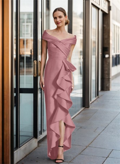 Cap Shoulder Sheath/Column Cascading Ruffles Mother Of The Bride Dresses