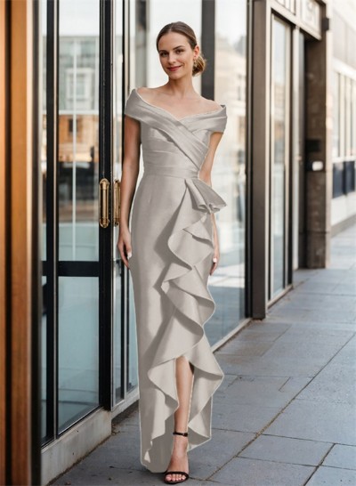 Cap Shoulder Sheath/Column Cascading Ruffles Mother Of The Bride Dresses