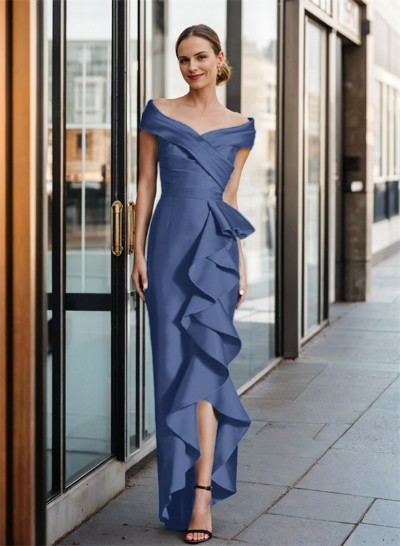 Cap Shoulder Sheath/Column Cascading Ruffles Mother Of The Bride Dresses