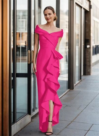 Cap Shoulder Sheath/Column Cascading Ruffles Mother Of The Bride Dresses