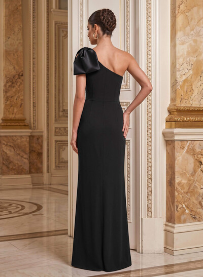 Sheath/Column One-Shoulder Elastic Satin Mother Of The Bride DressesWith Bow(s)