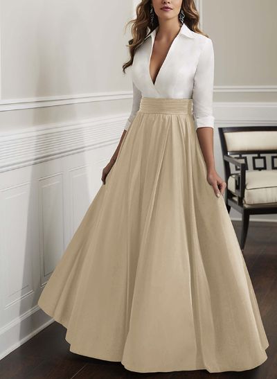 Plunge Sleeves Satin A-Line Mother Of The Bride Dresses