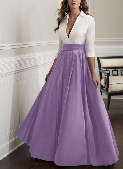 Plunge Sleeves Satin A-Line Mother Of The Bride Dresses