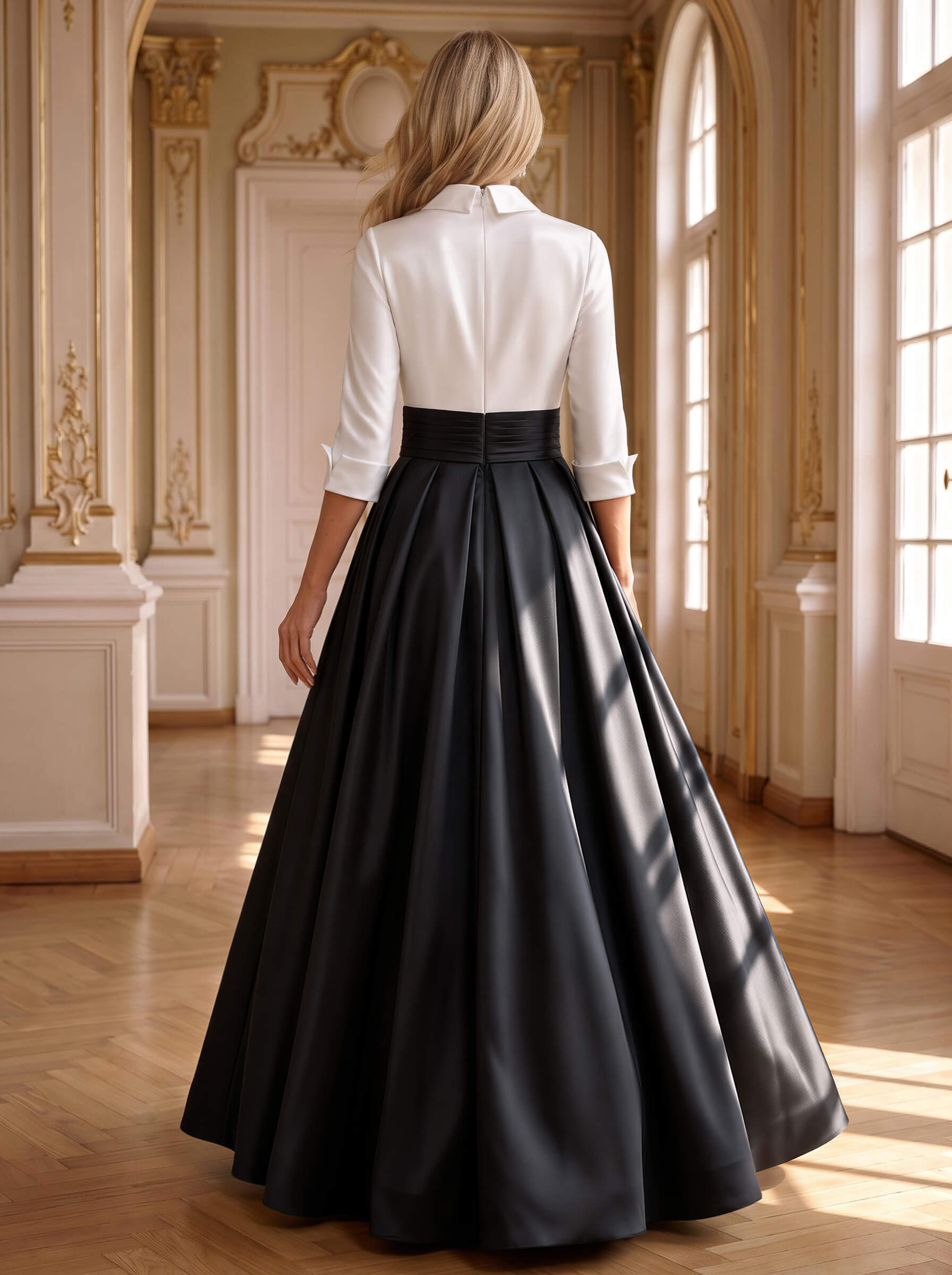 Plunge Sleeves Satin A-Line Mother Of The Bride Dresses