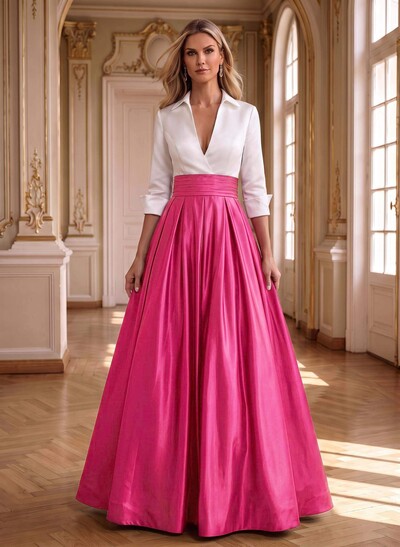 Plunge Sleeves Satin A-Line Mother Of The Bride Dresses