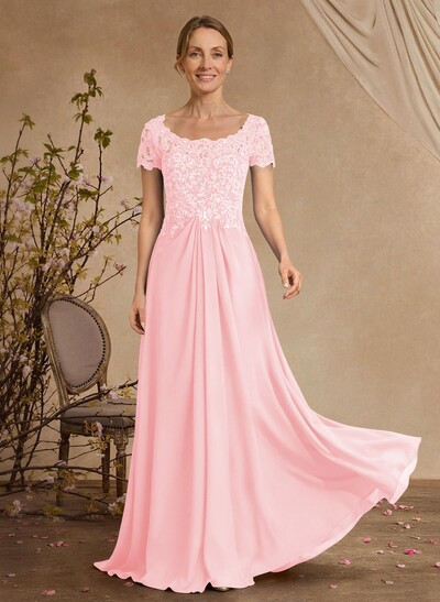 Lace Beading Empire Chiffon Short Sleeves Mother Of The Bride Dresses