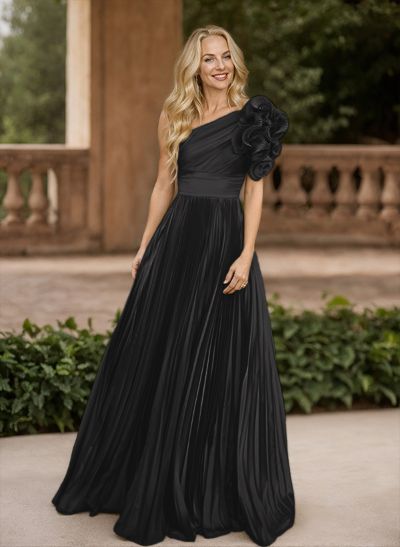 A-Line One-Shoulder Sleeveless Floor-Length Mother Of The Bride Dresses With Ruffle