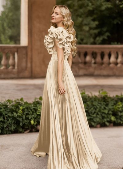 A-Line One-Shoulder Sleeveless Floor-Length Mother Of The Bride Dresses With Ruffle