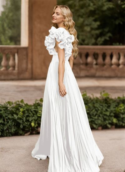 A-Line One-Shoulder Sleeveless Floor-Length Mother Of The Bride Dresses With Ruffle