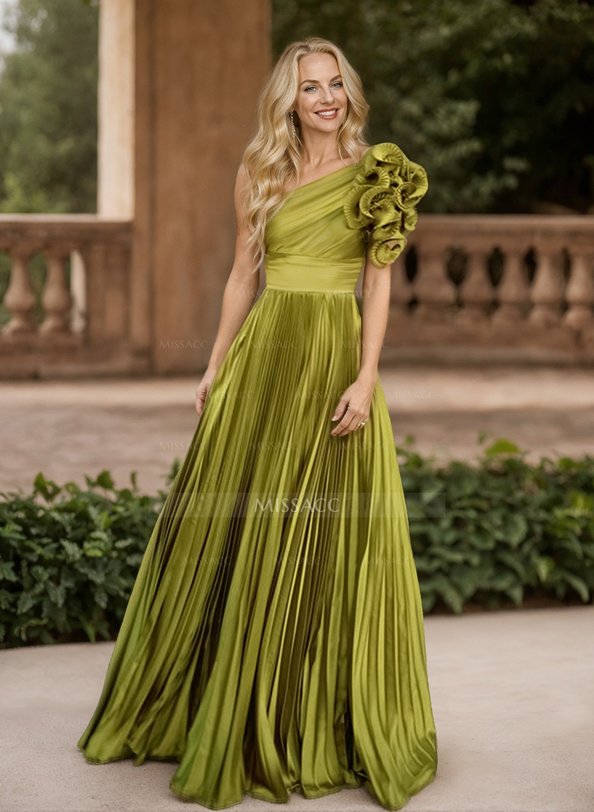 A-Line One-Shoulder Sleeveless Floor-Length Mother Of The Bride Dresses With Ruffle