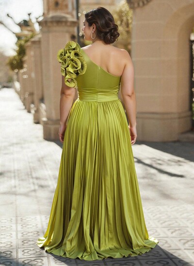 A-Line One-Shoulder Sleeveless Floor-Length Mother Of The Bride Dresses With Ruffle