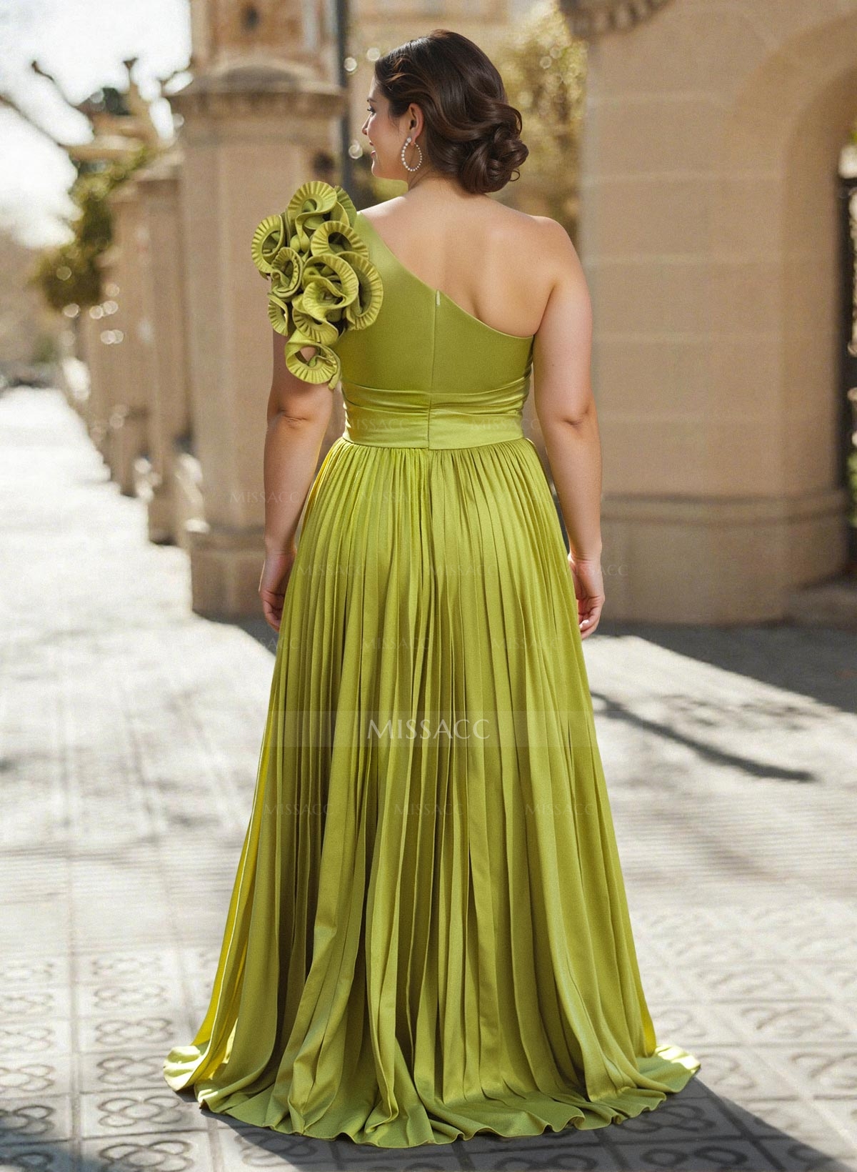 A-Line One-Shoulder Sleeveless Floor-Length Mother Of The Bride Dresses With Ruffle