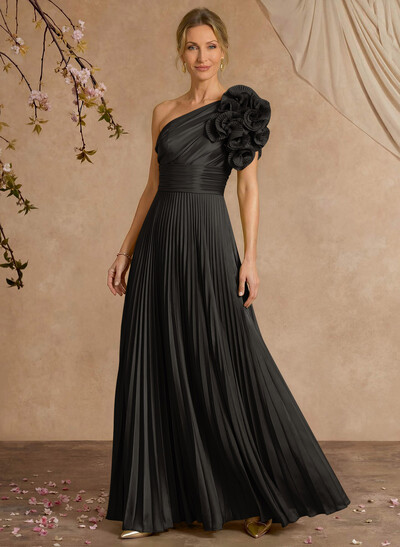 A-Line One-Shoulder Sleeveless Floor-Length Mother Of The Bride Dresses With Ruffle