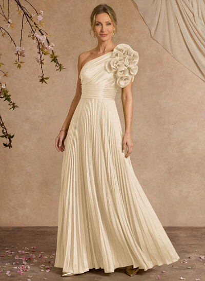 A-Line One-Shoulder Sleeveless Floor-Length Mother Of The Bride Dresses With Ruffle