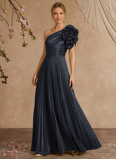 A-Line One-Shoulder Sleeveless Floor-Length Mother Of The Bride Dresses With Ruffle