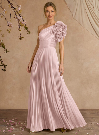 A-Line One-Shoulder Sleeveless Floor-Length Mother Of The Bride Dresses With Ruffle