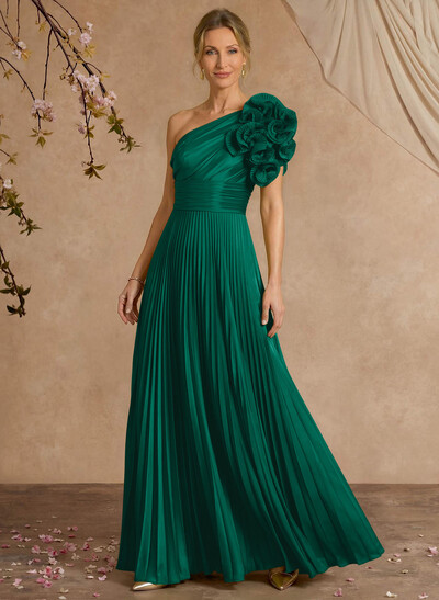A-Line One-Shoulder Sleeveless Floor-Length Mother Of The Bride Dresses With Ruffle