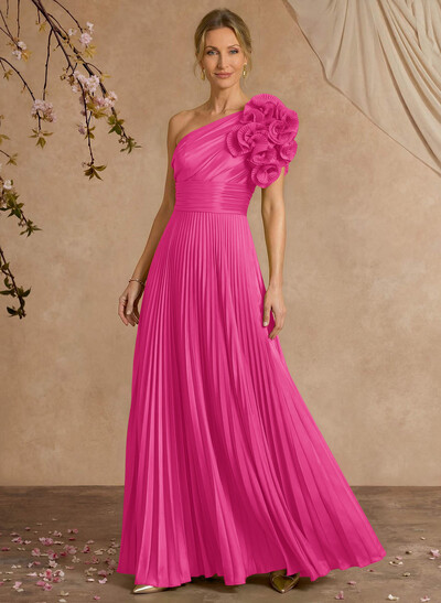 A-Line One-Shoulder Sleeveless Floor-Length Mother Of The Bride Dresses With Ruffle