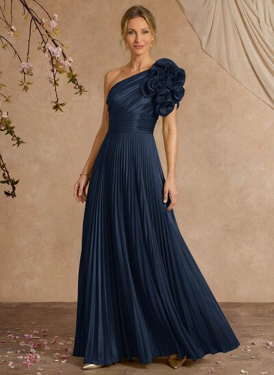 A-Line One-Shoulder Sleeveless Floor-Length Mother Of The Bride Dresses With Ruffle