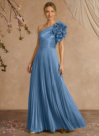 A-Line One-Shoulder Sleeveless Floor-Length Mother Of The Bride Dresses With Ruffle