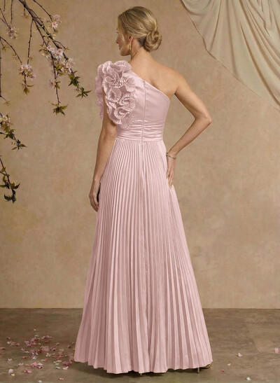 A-Line One-Shoulder Sleeveless Floor-Length Mother Of The Bride Dresses With Ruffle