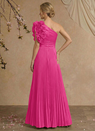 A-Line One-Shoulder Sleeveless Floor-Length Mother Of The Bride Dresses With Ruffle
